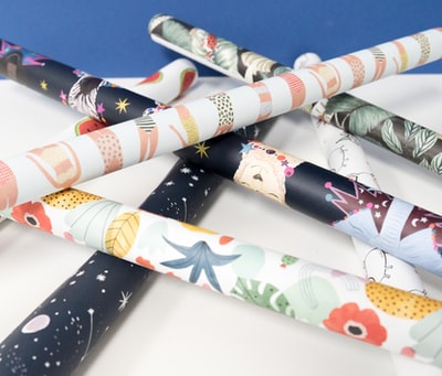 White and blue green flowers textiles
